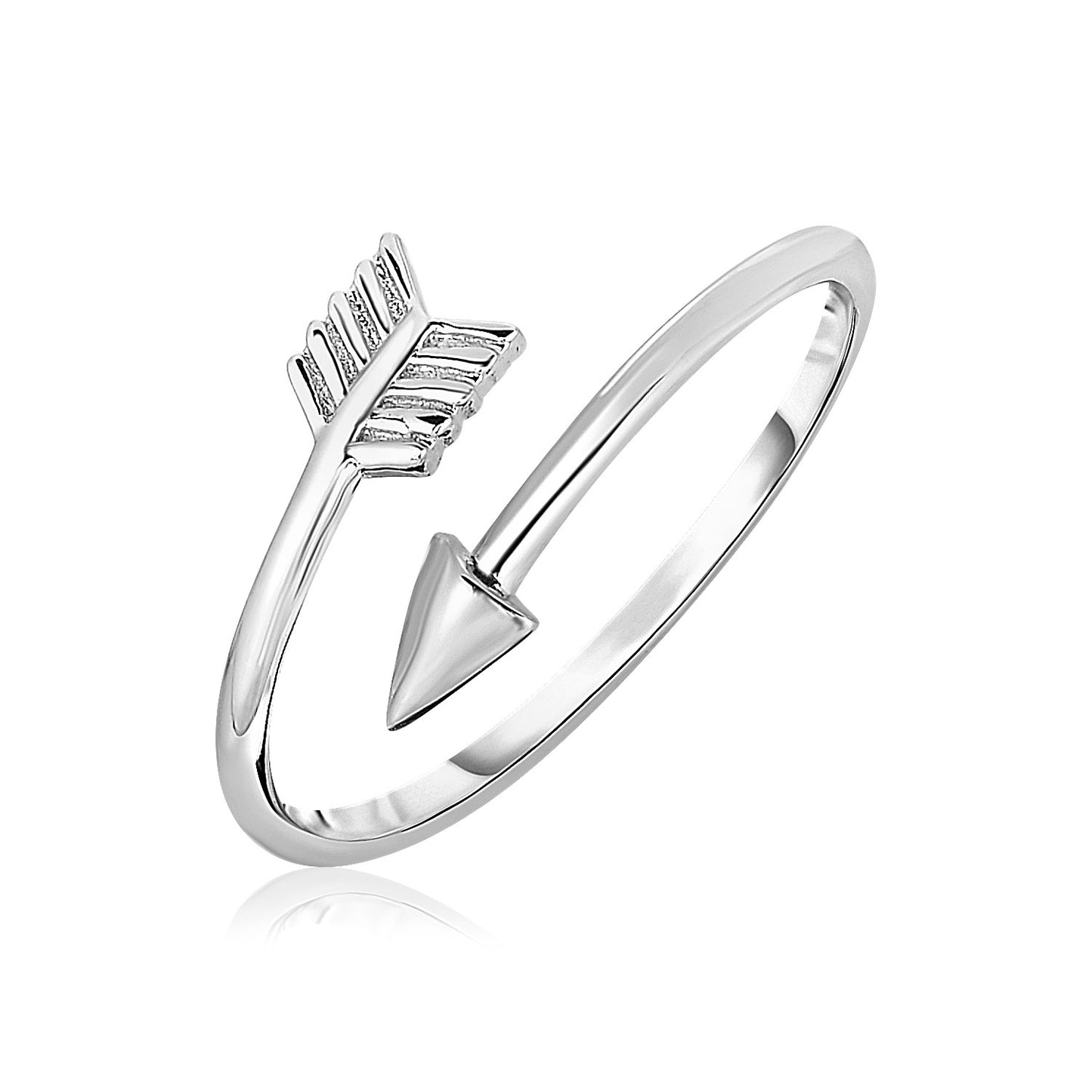 Sterling Silver Polished and Textured Arrow Bypass Ring