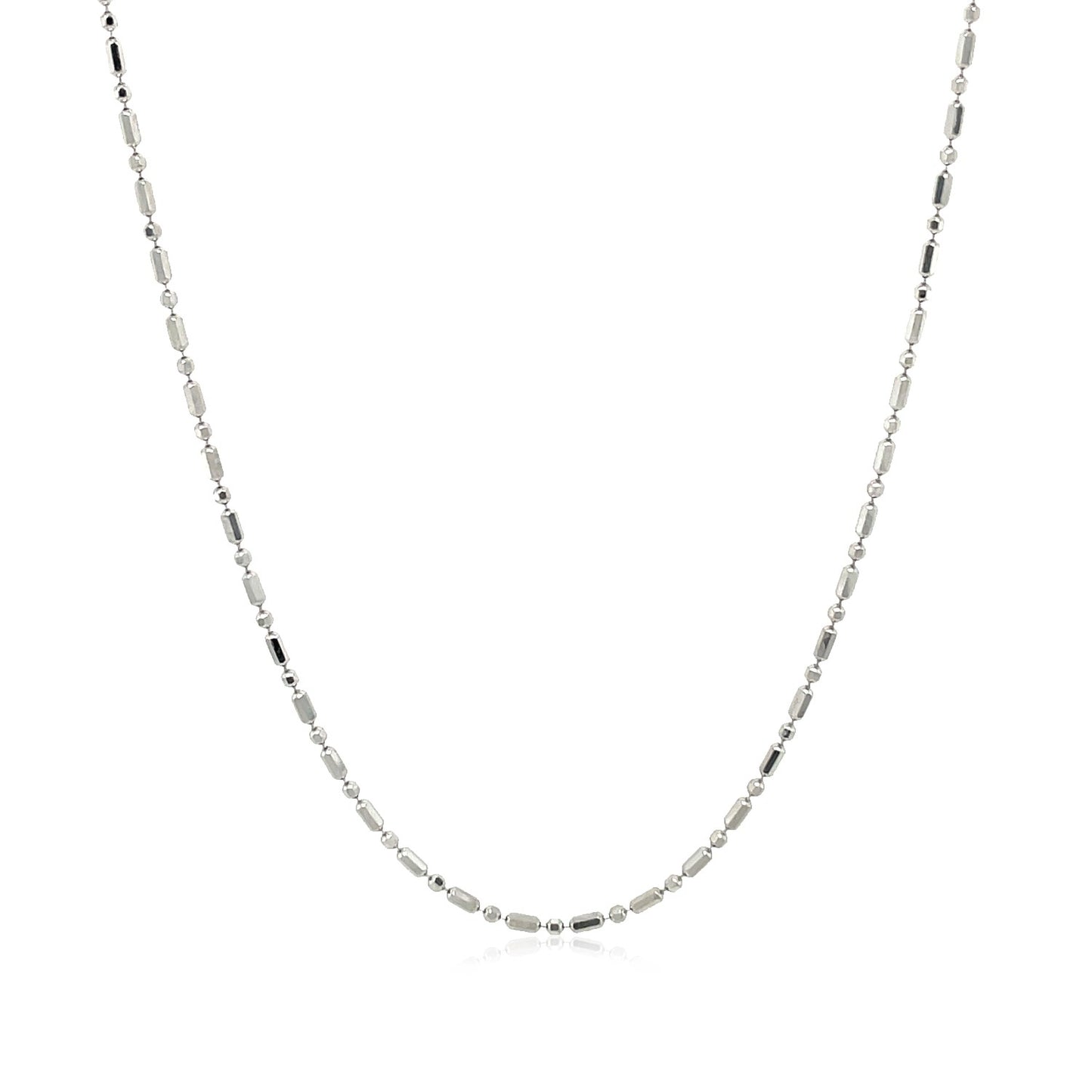 14k White Gold Diamond-Cut Alternating Bead Chain 1.2mm