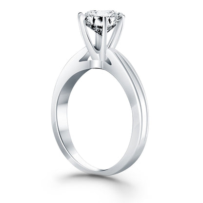 14k White Gold Tapered Engagement Solitaire Ring Setting