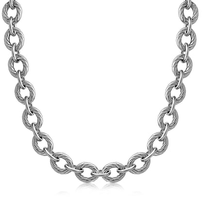 Sterling Silver Chain  Rhodium Plated Necklace with Diamond Cuts (39.0g)