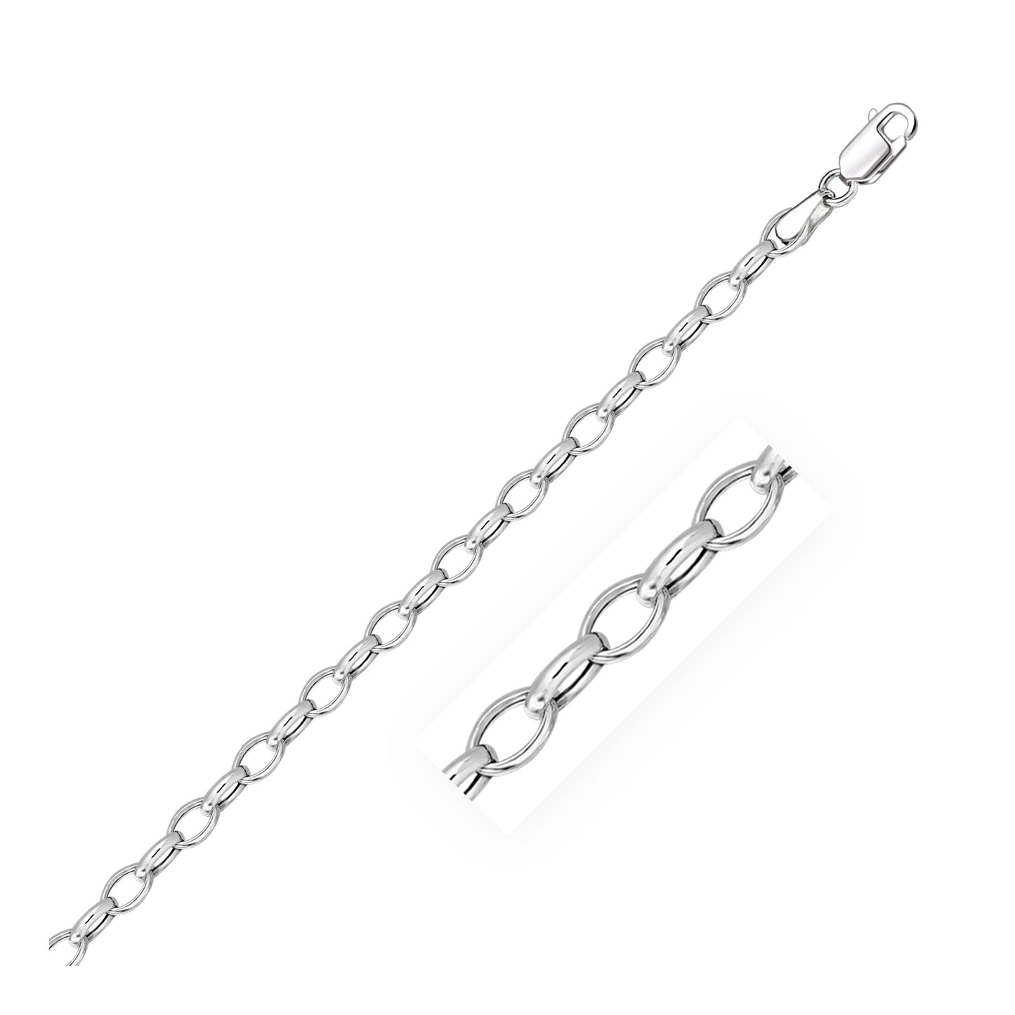 4.6mm 14k White Gold Oval Rolo Chain