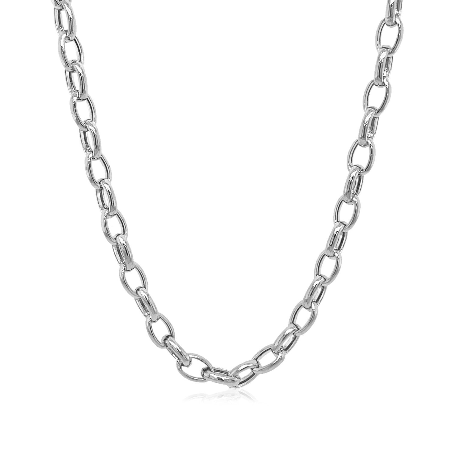 4.6mm 14k White Gold Oval Rolo Chain