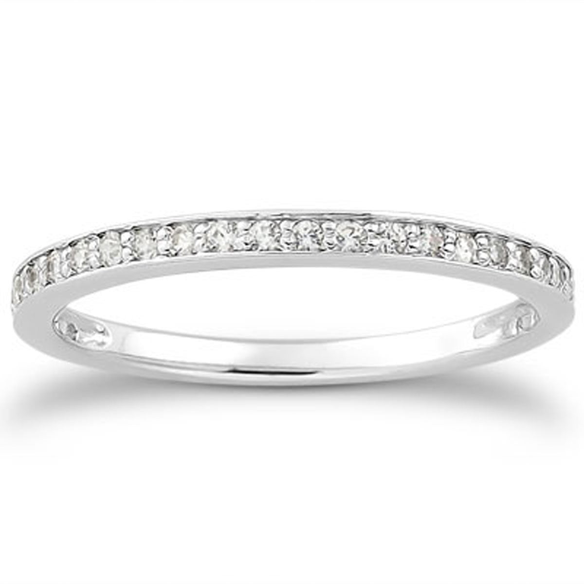 14k White Gold Micro-pave Diamond Wedding Ring Band Set 3/4 Around