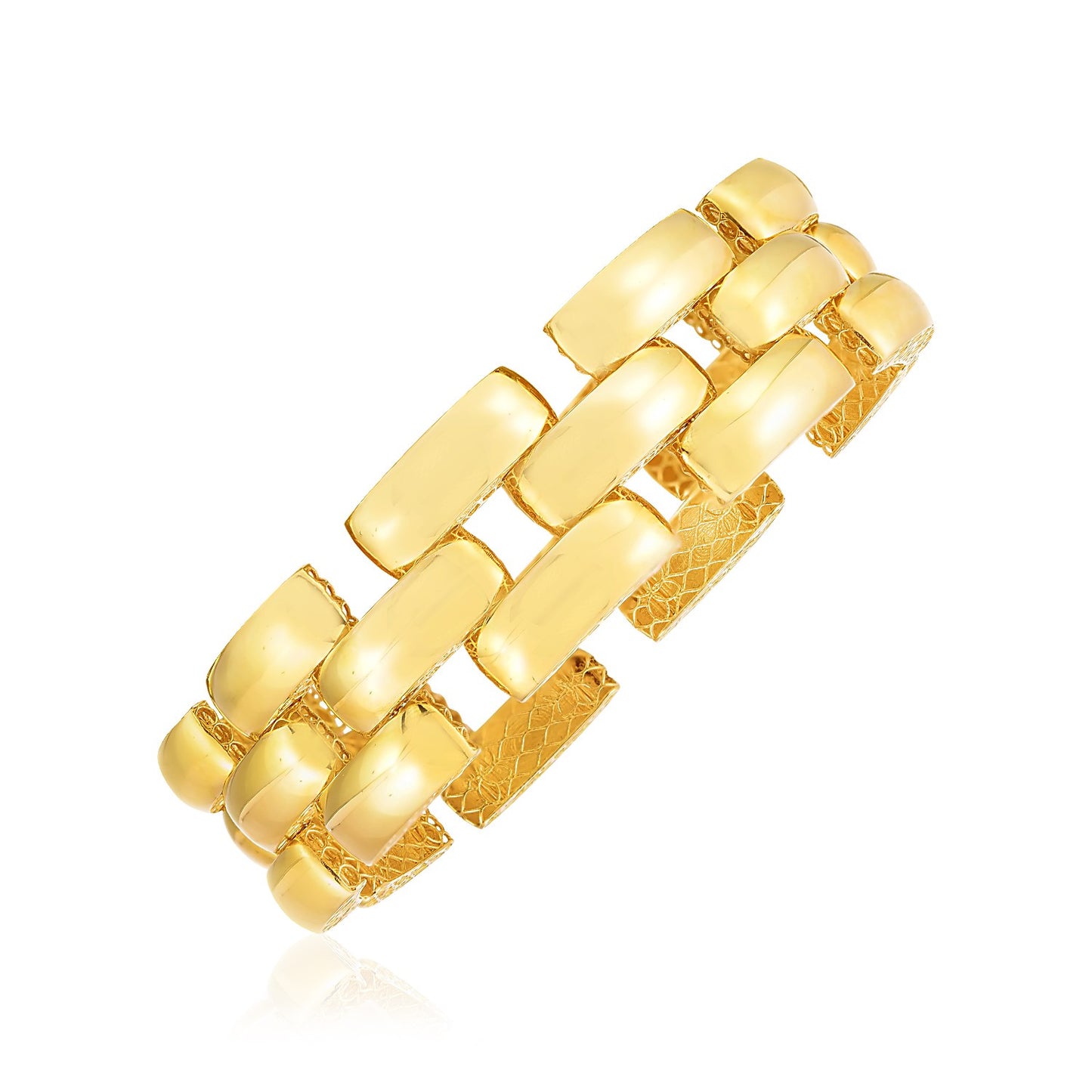 14k Yellow Gold High Polish Fancy Thick Panther Link Bracelet (18.6mm)