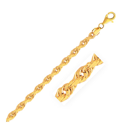 5.0mm 10k Yellow Gold Solid Diamond Cut Rope Chain