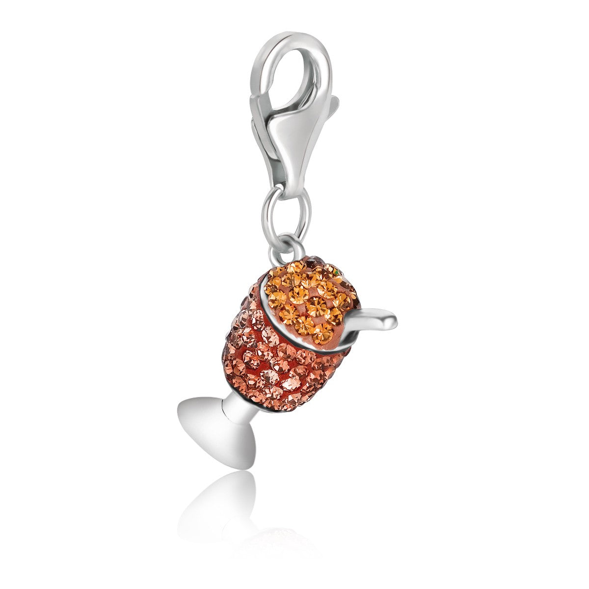 Sterling Silver Ice Cream in A Cup Charm with Multi Tone Crystal Accents