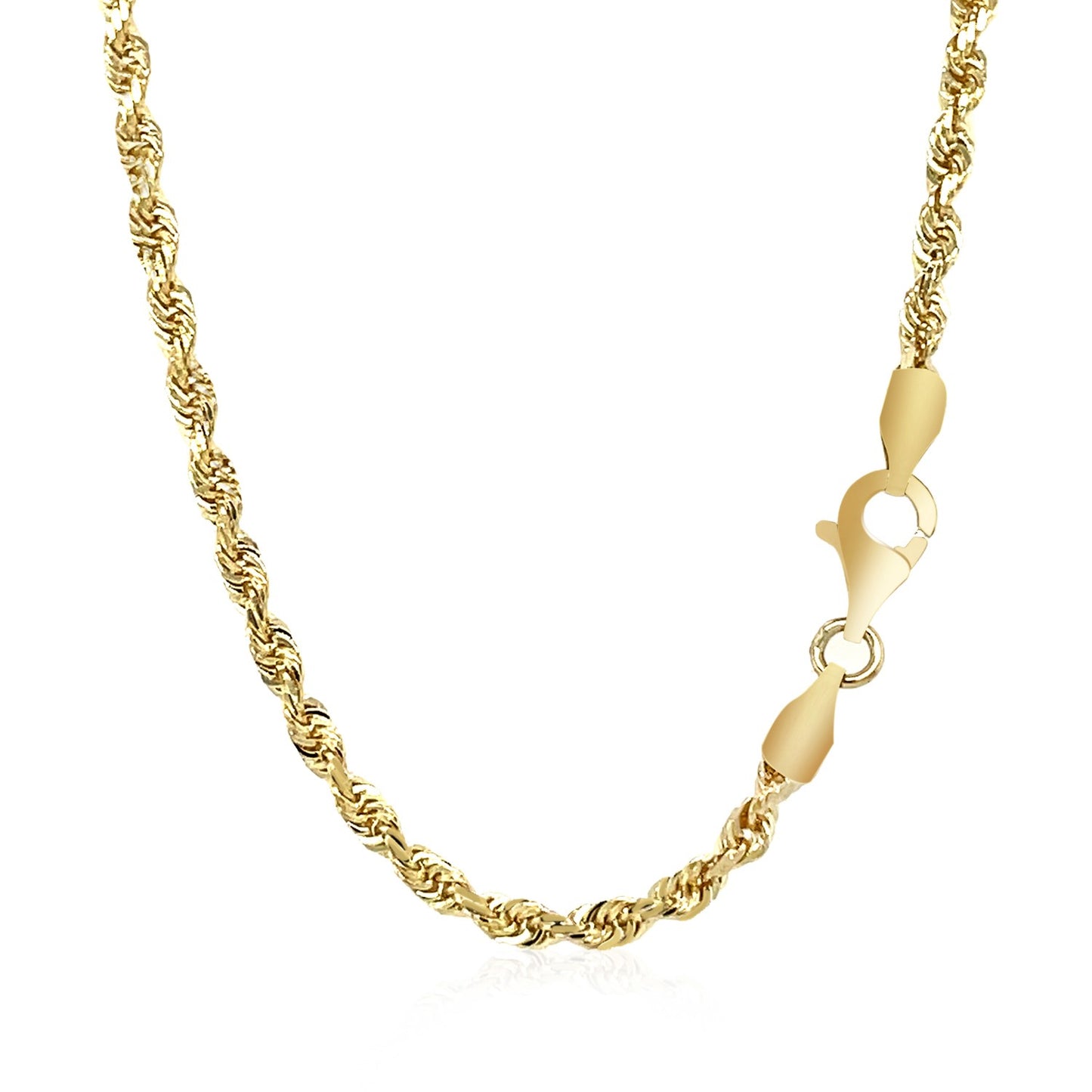 2.75mm 14k Yellow Gold Solid Diamond Cut Rope Chain