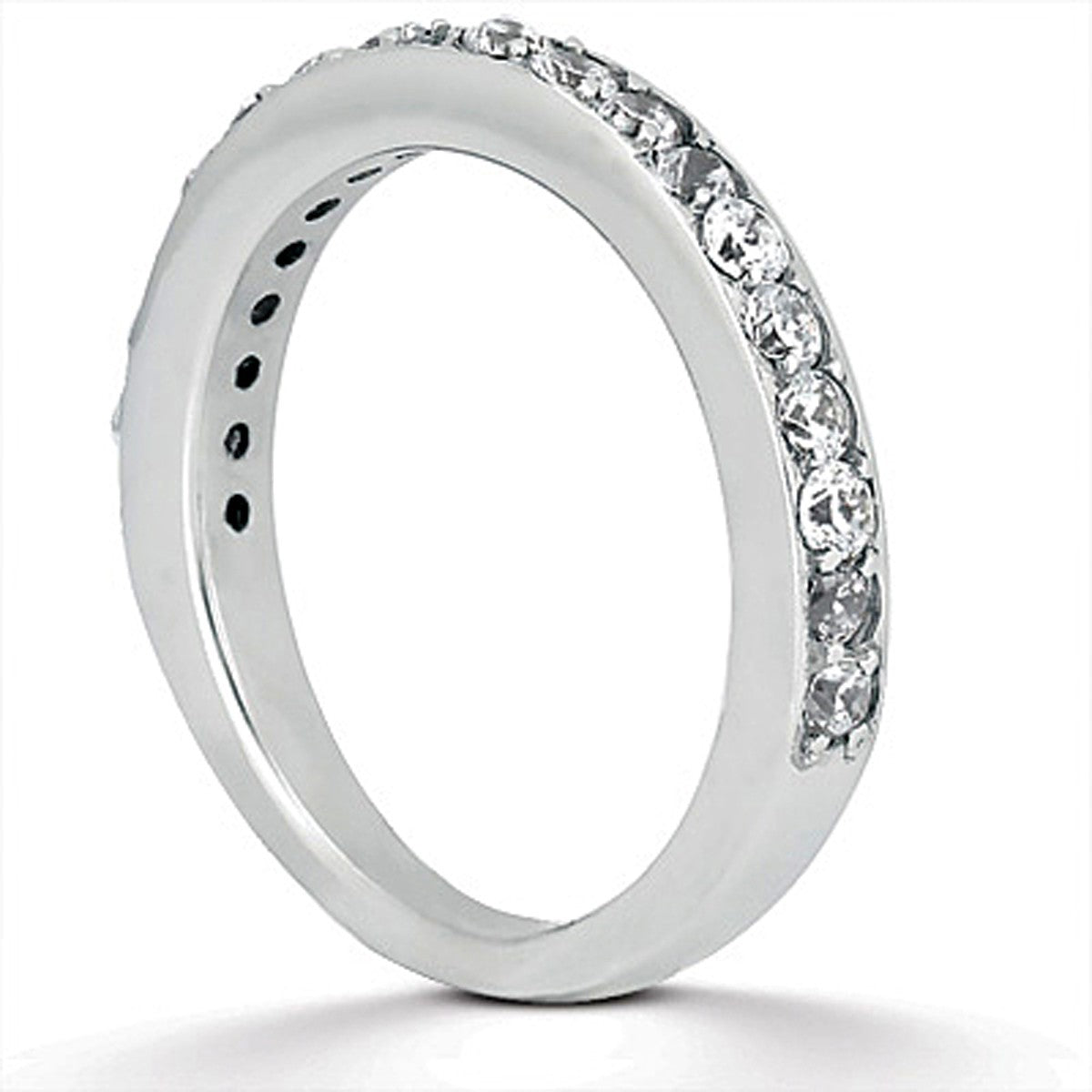 14k White Gold Pave Diamond Wedding Ring Band Set 1/2 Around