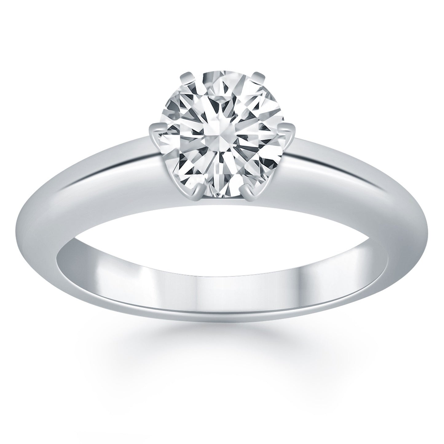 14k White Gold Solitaire Cathedral Engagement Ring Mounting