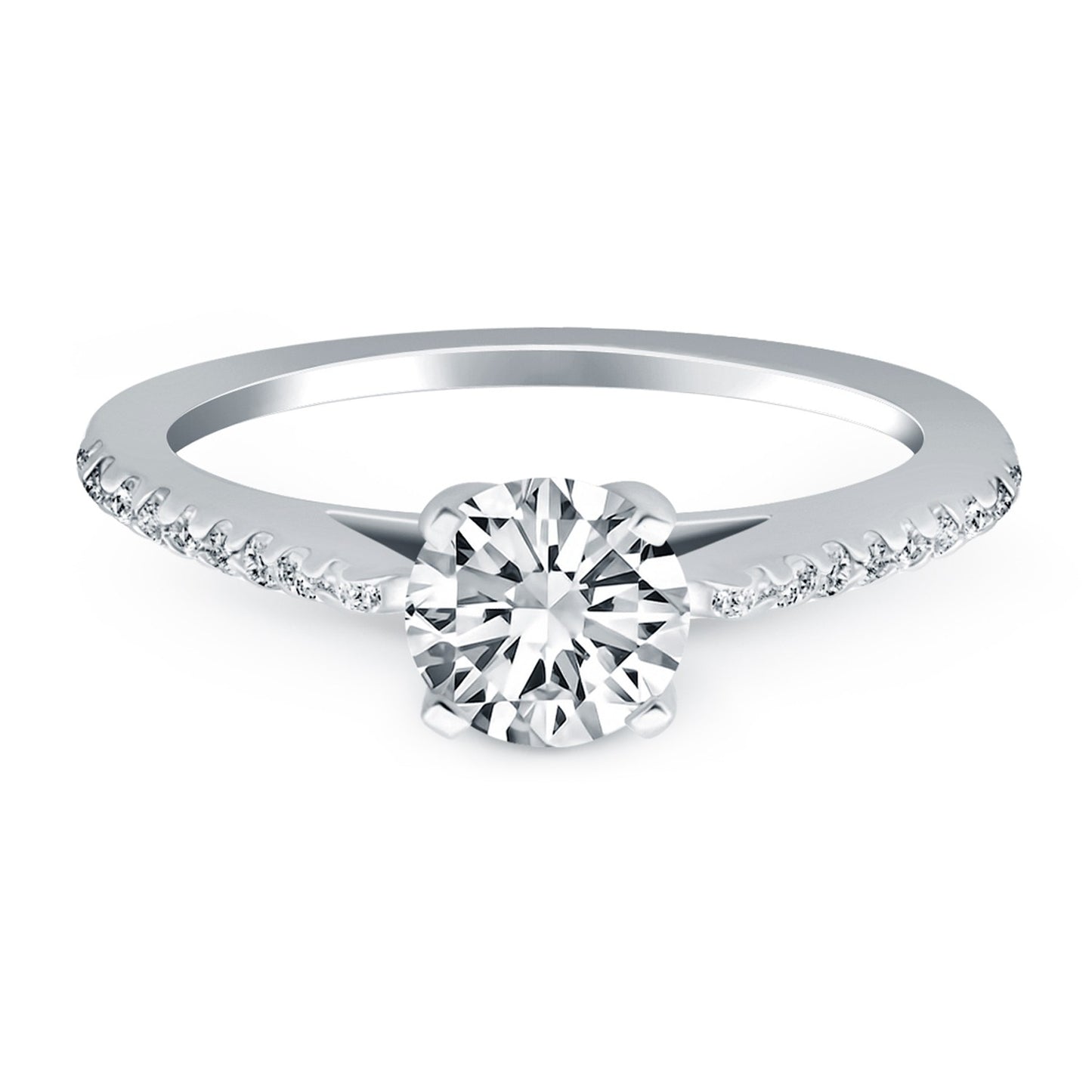 14k White Gold Micro Prong Diamond Cathedral Engagement Ring Mounting