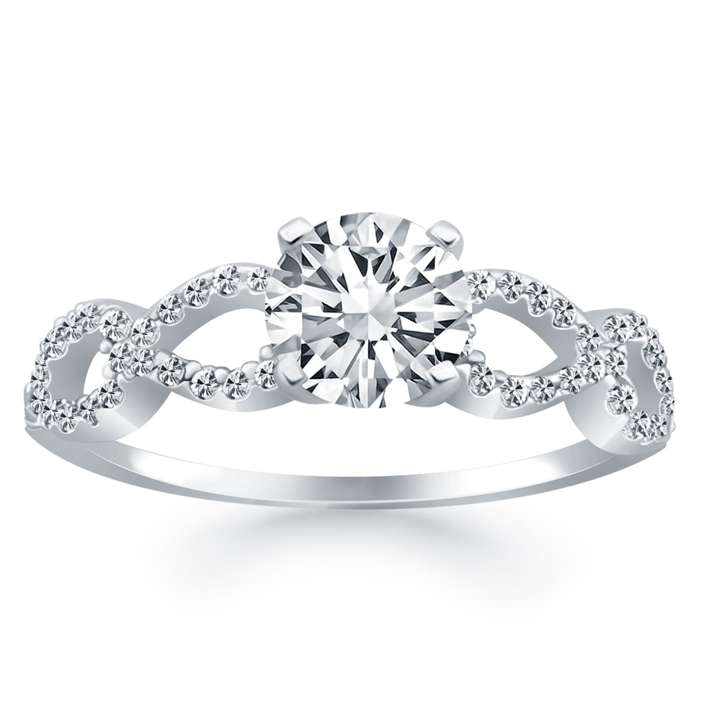 14k White Gold Double Infinity Diamond Engagement Ring Mounting