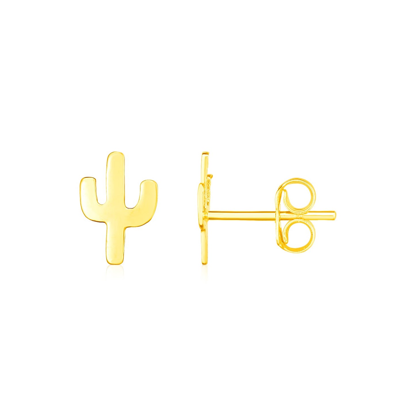 14K Yellow Gold Petite Cactus Earrings