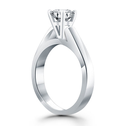 14k White Gold Wide Cathedral Solitaire Engagement Ring Mounting