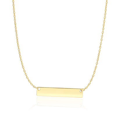 14k Yellow Gold Smooth Flat Horizontal Bar Style Necklace