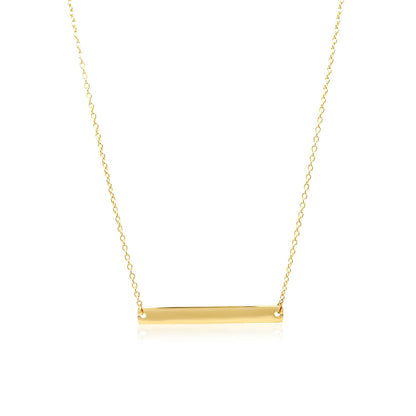 14k Yellow Gold Smooth Flat Horizontal Bar Style Necklace