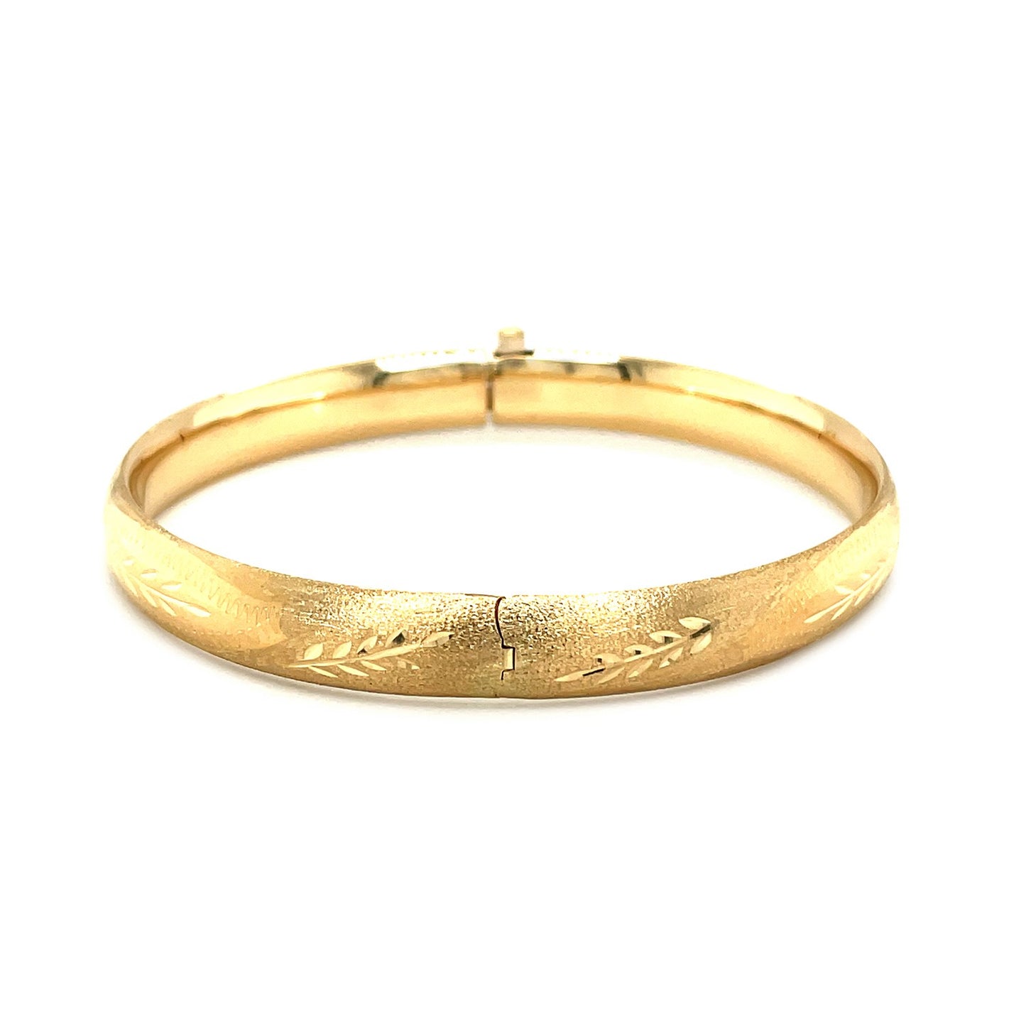 Classic Floral Carved Bangle in 14k Yellow Gold (8.0mm)