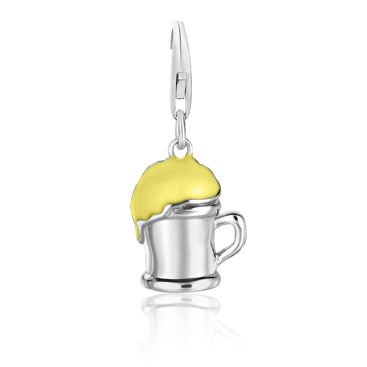 Sterling Silver Yellow Enameled Beer Mug Charm