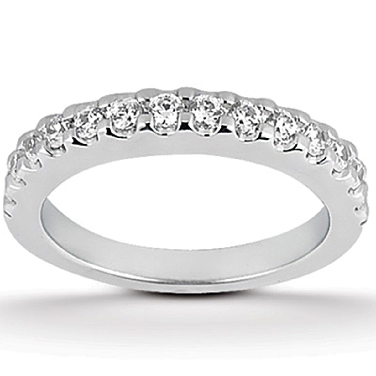 14k White Gold Shared Prong Diamond Wedding Ring Band