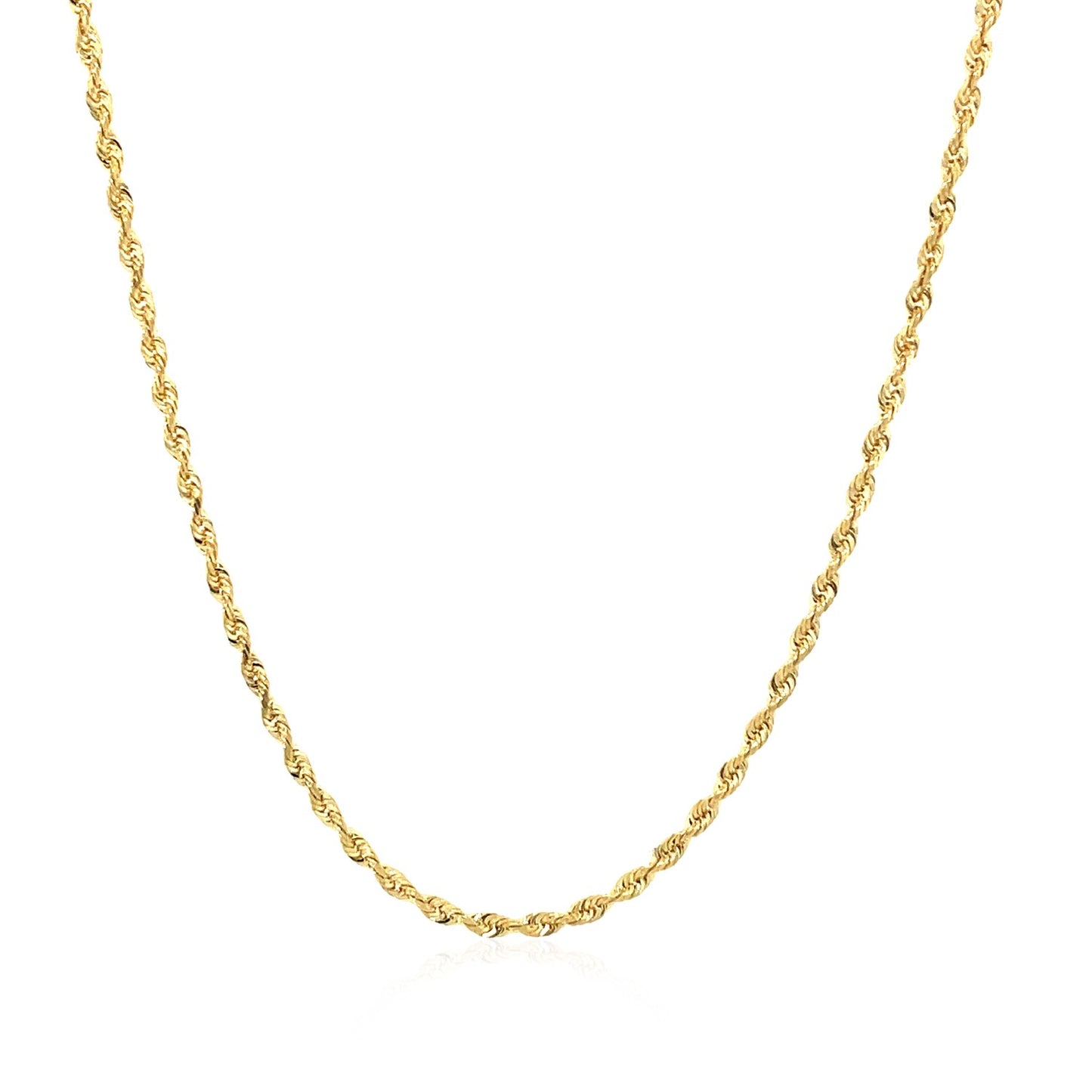 14k Yellow Gold Solid Diamond Cut Rope Chain 1.5mm