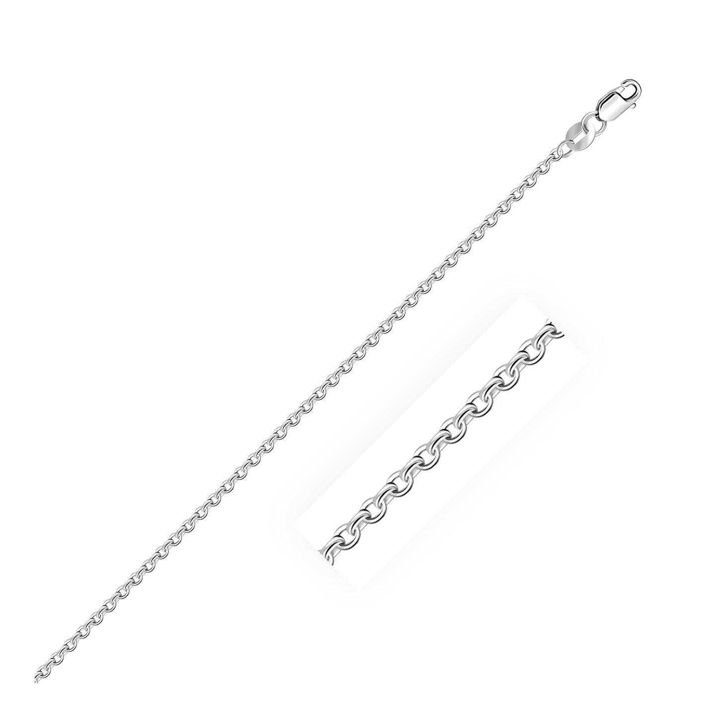 Sterling Silver Rhodium Plated Cable Chain 1.5mm