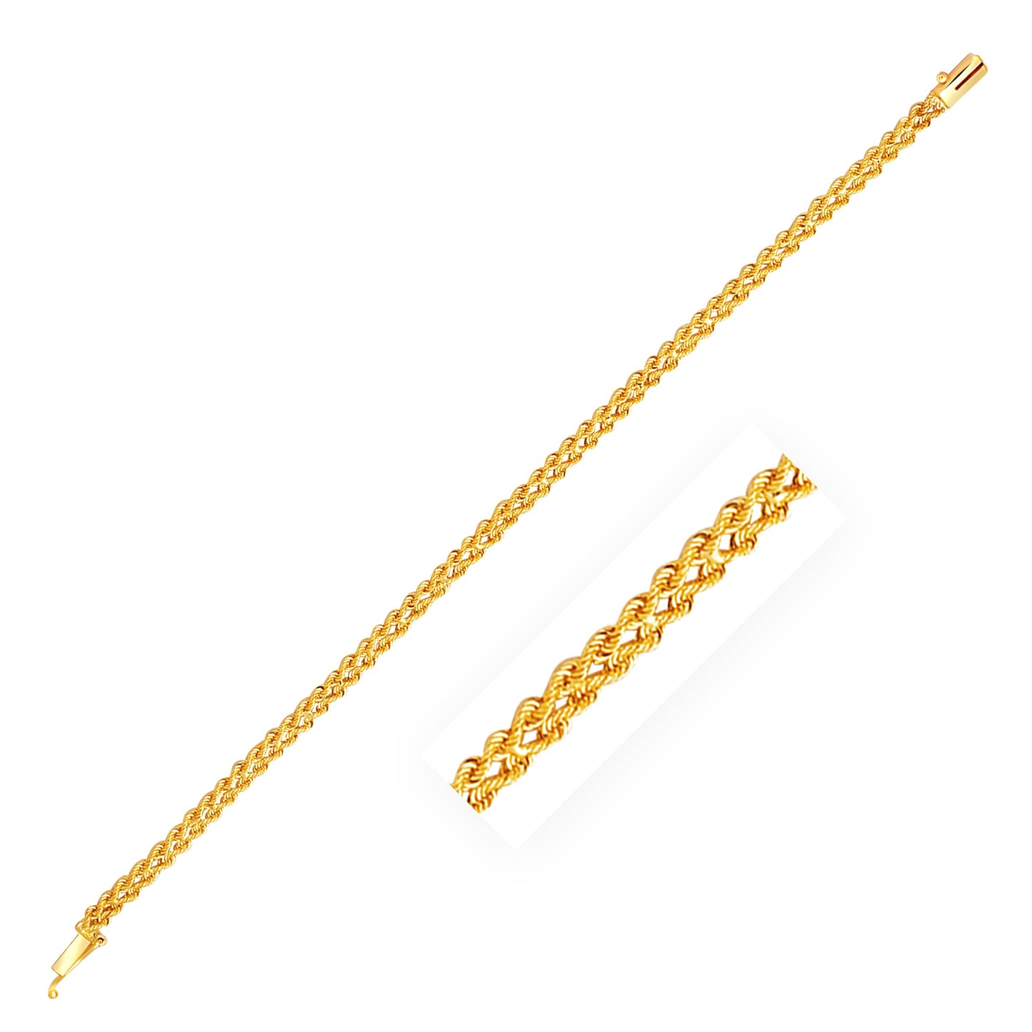 4.0 mm 14k Yellow Gold Two Row Rope Bracelet