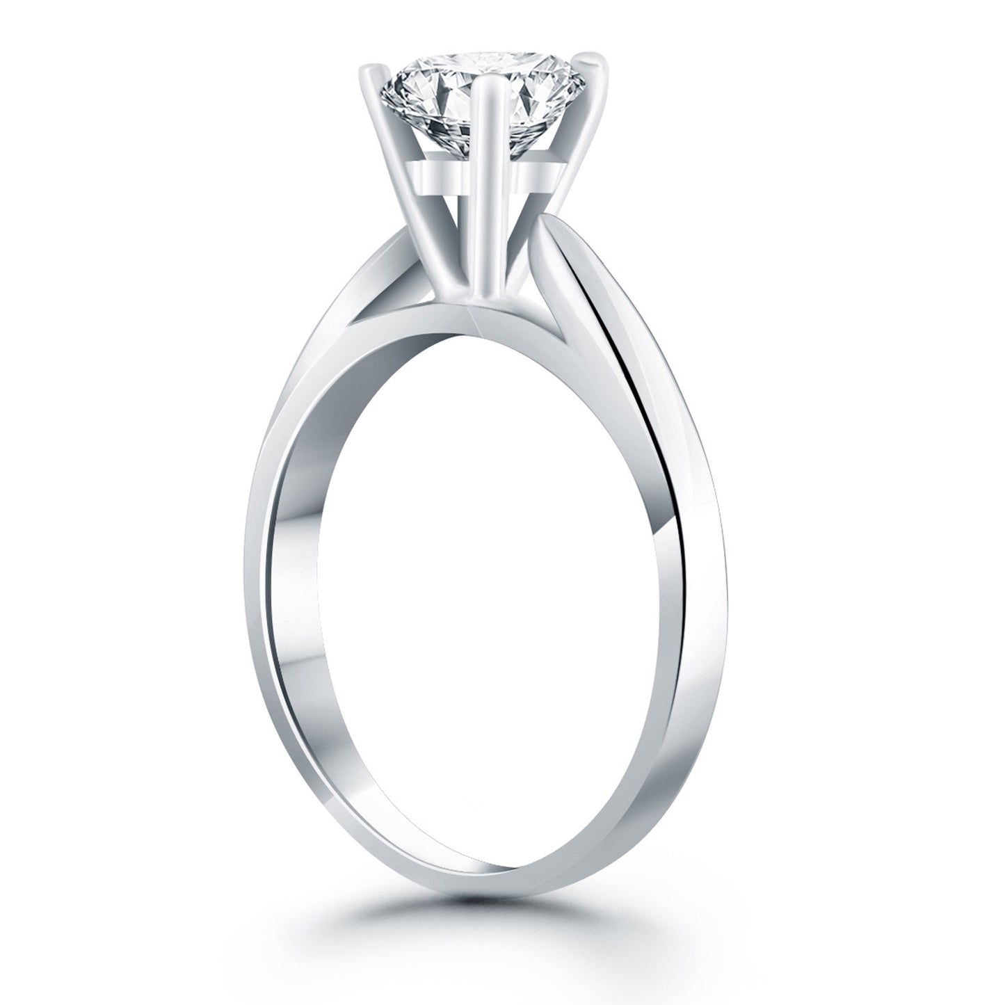 14k White Gold Tapered Cathedral Solitaire Engagement Ring Mounting