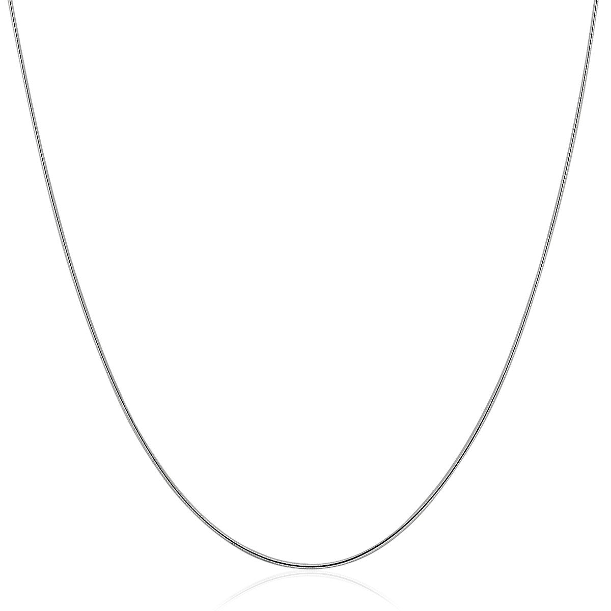 Sterling Silver Round Omega Style Chain Necklace with Rhodium Plating (1.25mm)