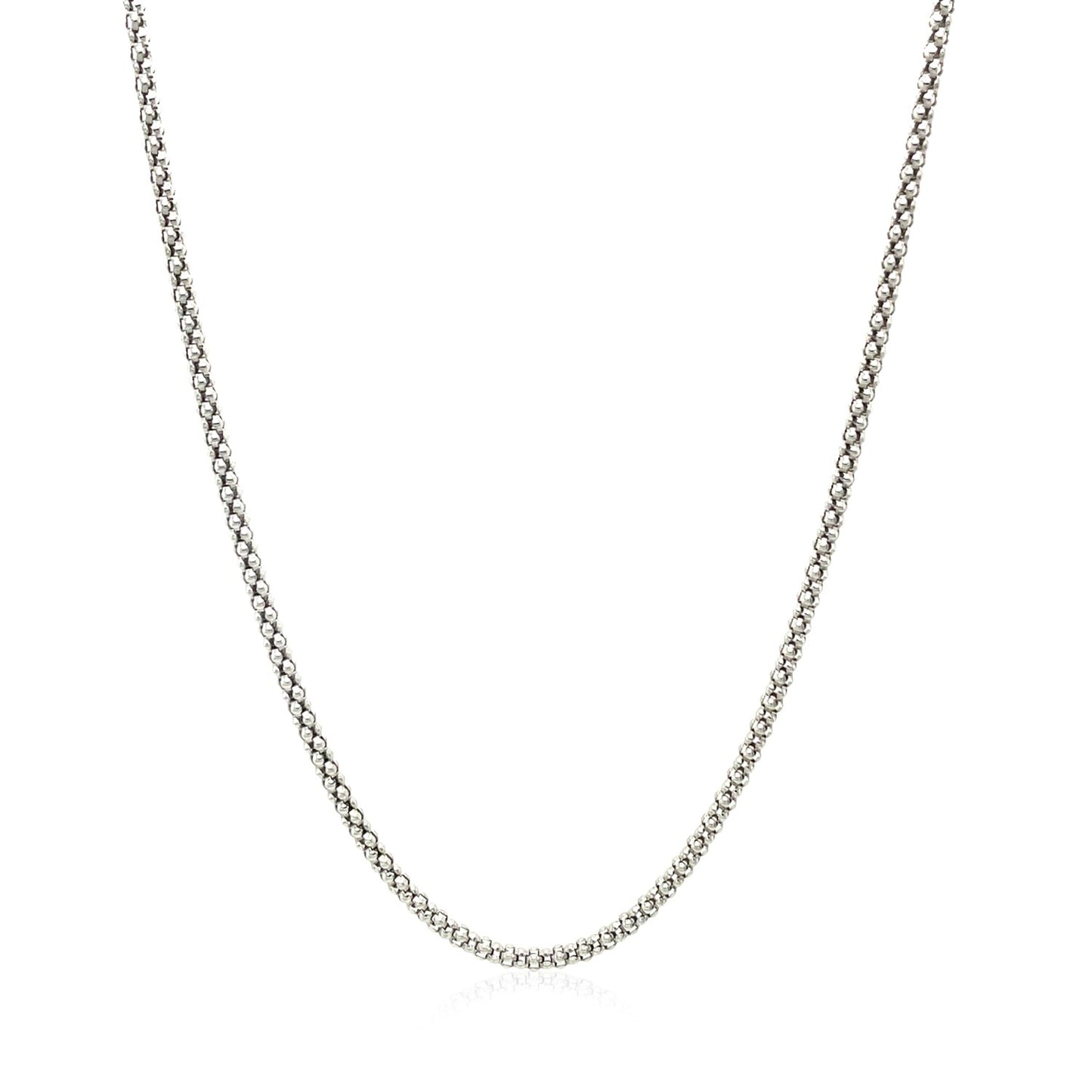 Rhodium Plated 1.8mm Sterling Silver Popcorn Style Chain