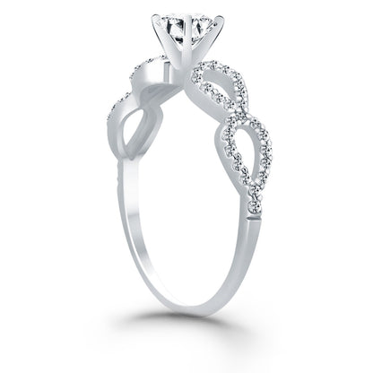 14k White Gold Double Infinity Diamond Engagement Ring