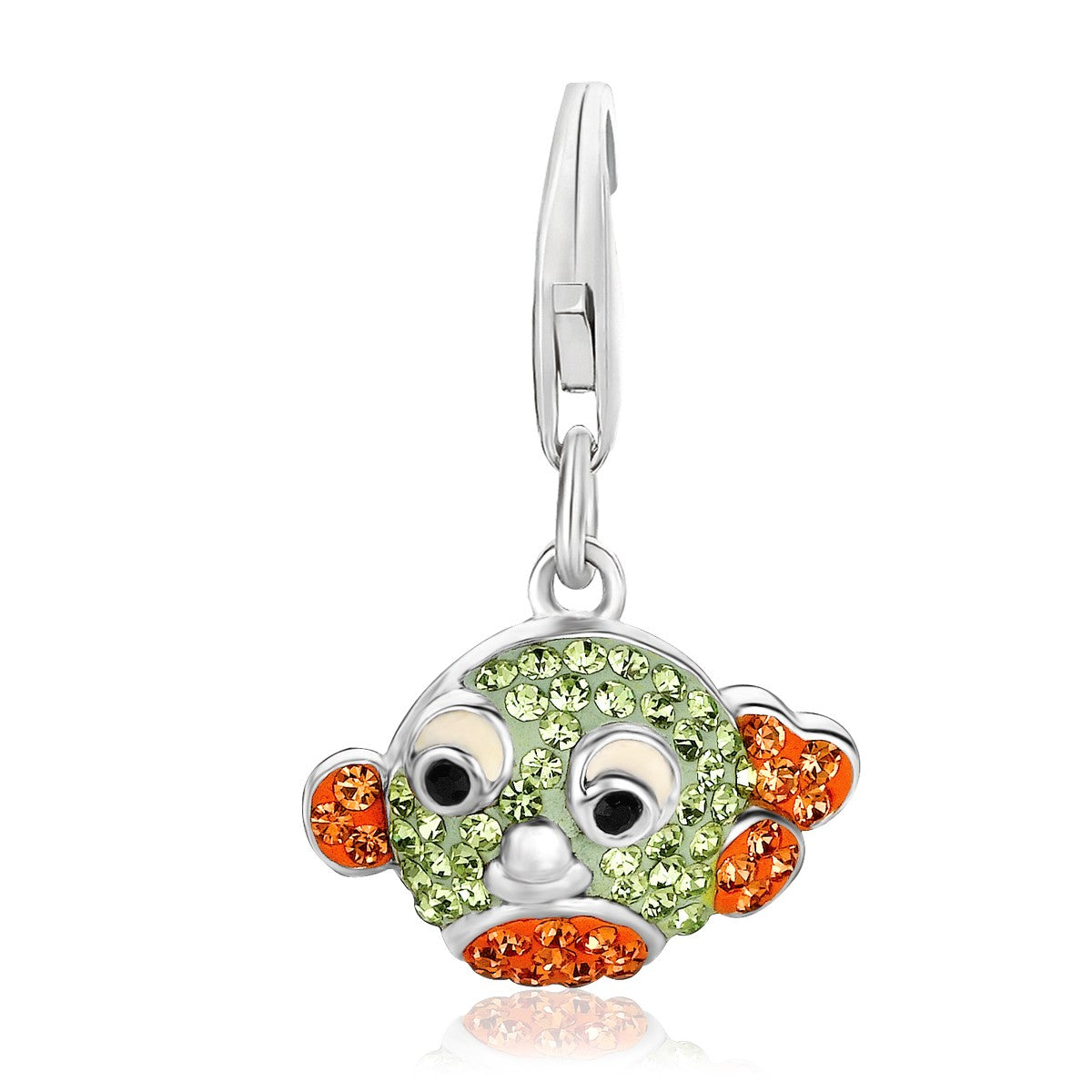 Sterling Silver Goldfish Charm with Multi Color Crystal Stones