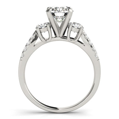 14k White Gold Split Shank 3 Stone Round Diamond Engagement Ring (2 cttw)
