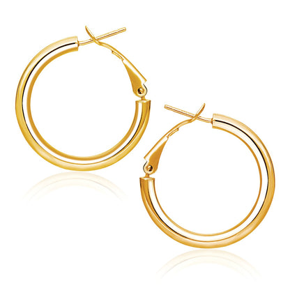 14k Yellow Gold High Polish  Hoop Earrings (0.78 inch Diameter)