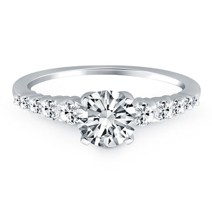 14k White Gold Graduated Diamond Engagement Ring Mounting