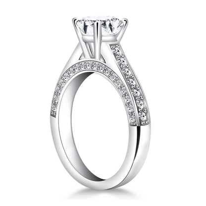 14k White Gold Pave Diamond Cathedral Engagement Ring Mounting