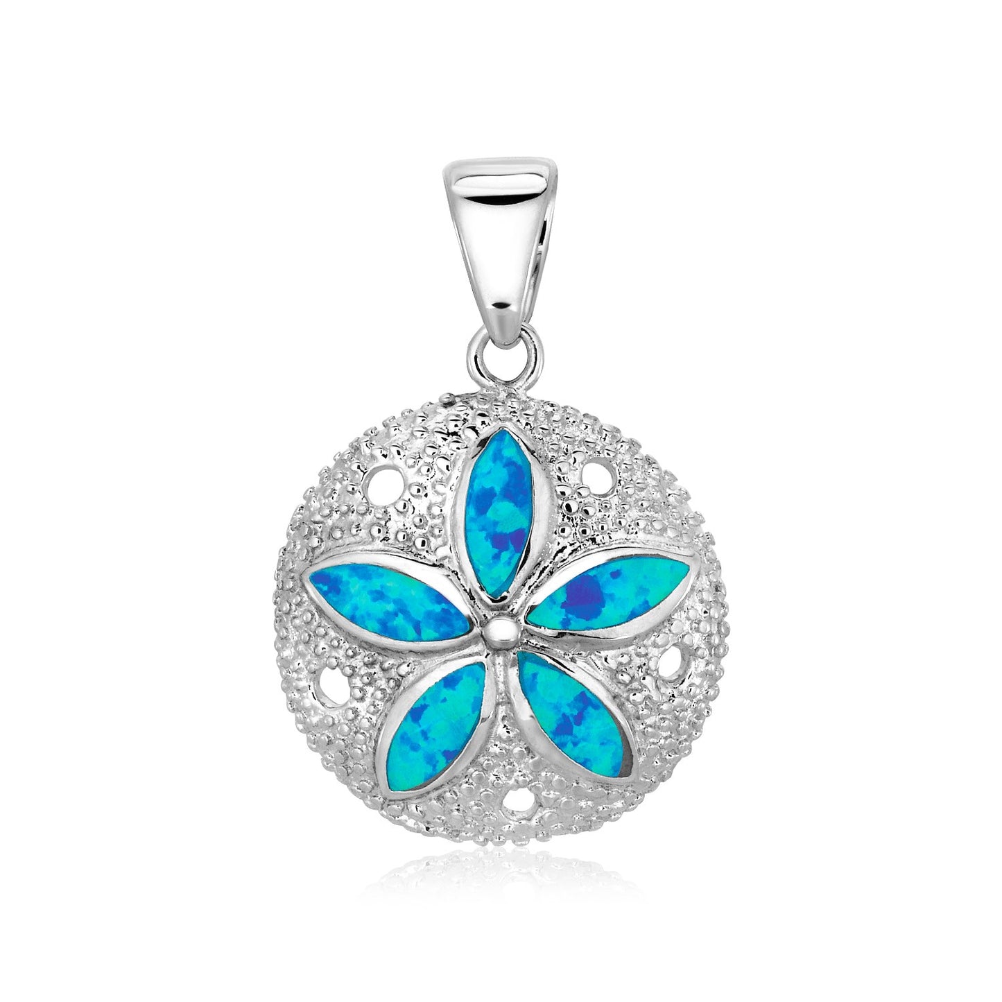 Sterling Silver Sand Dollar Pendant with Opal