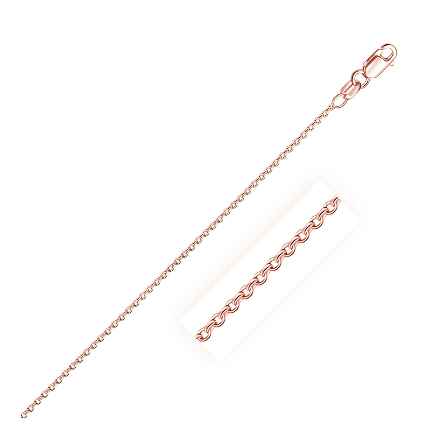 18k Rose Gold Round Oval Link Chain 1.5mm
