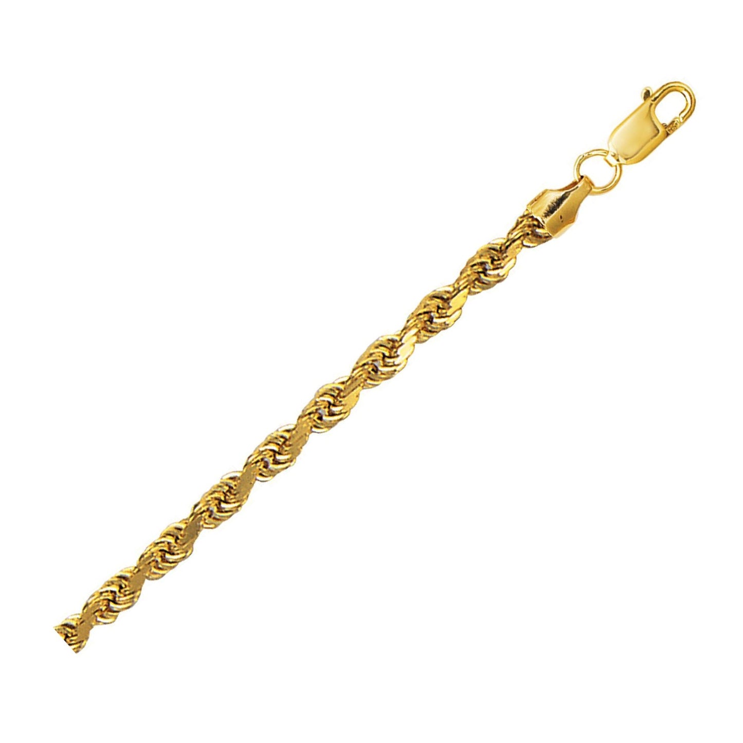 4.0mm 10K Yellow Gold Hollow Diamond Cut Rope Chain