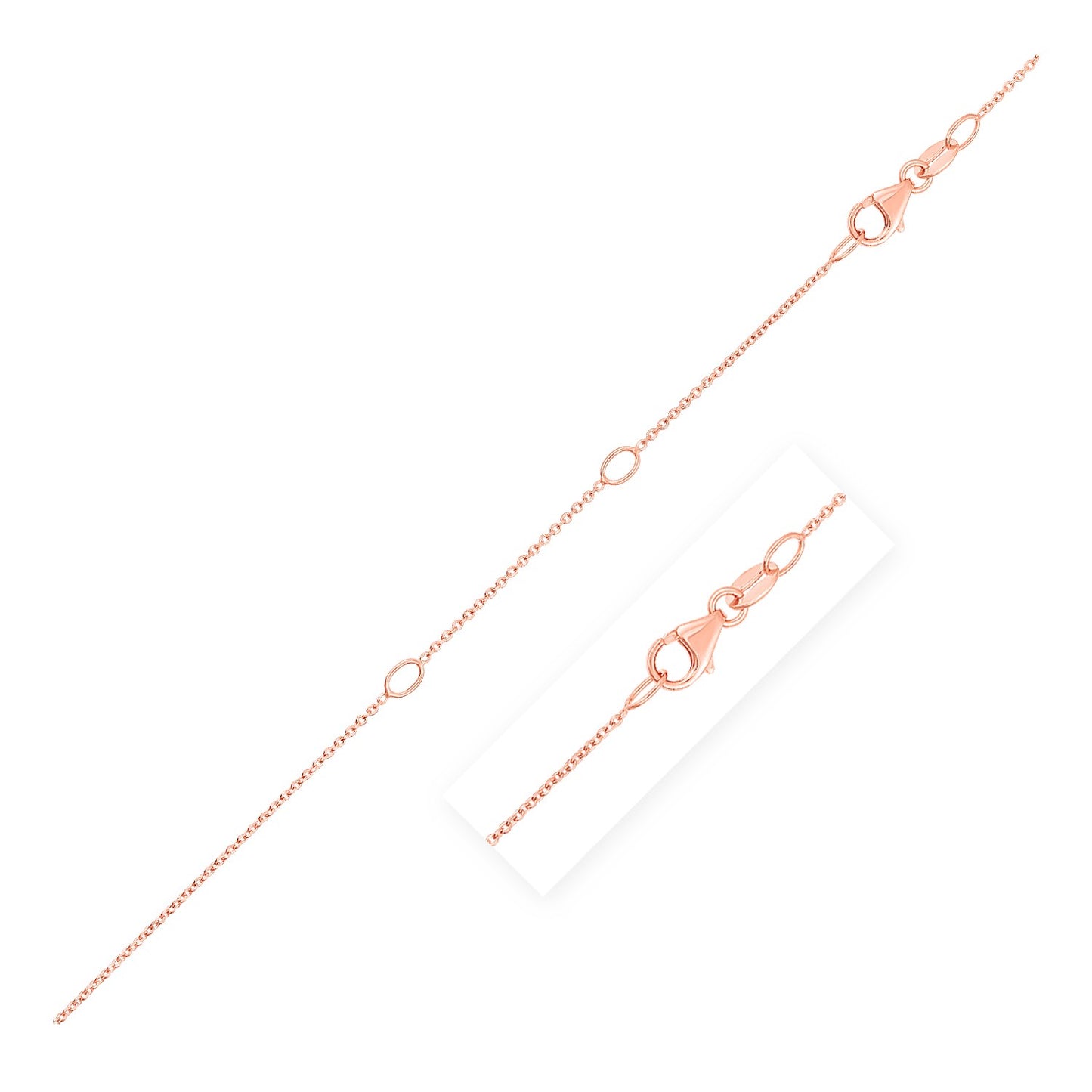 Double Extendable Cable Chain in 14k Rose Gold (1.0mm)