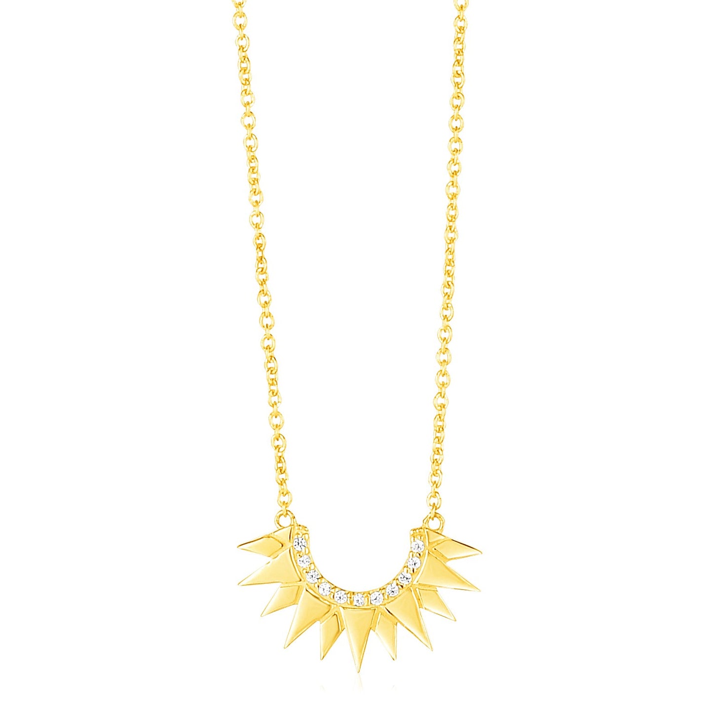 14k Yellow Gold Sunburst Necklace with Diamonds