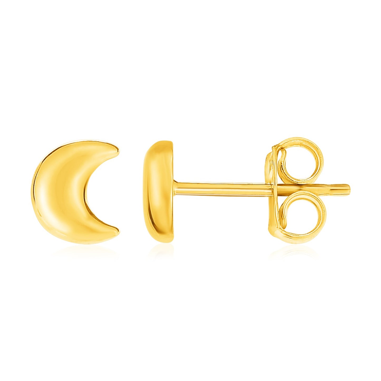 14k Yellow Gold Post Earrings with Moons