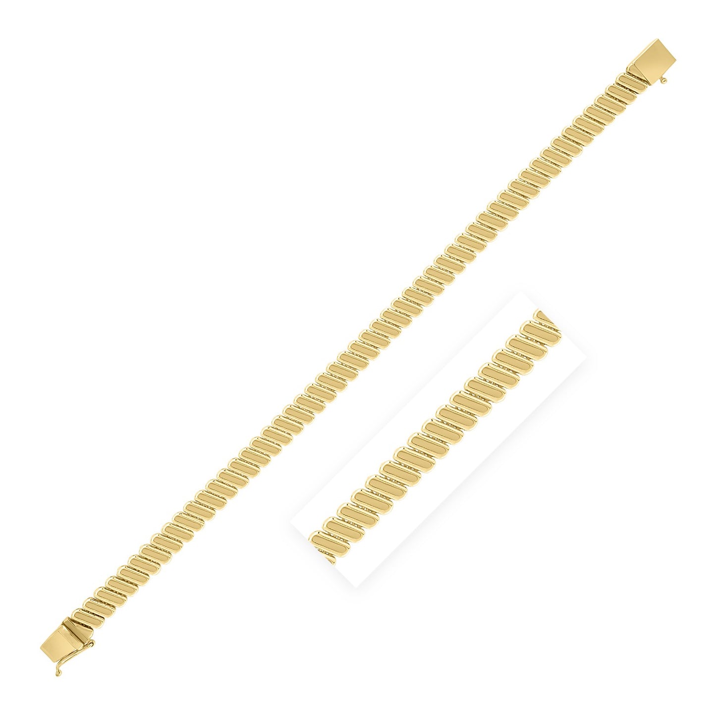 14k Yellow Gold Rib Link Bracelet