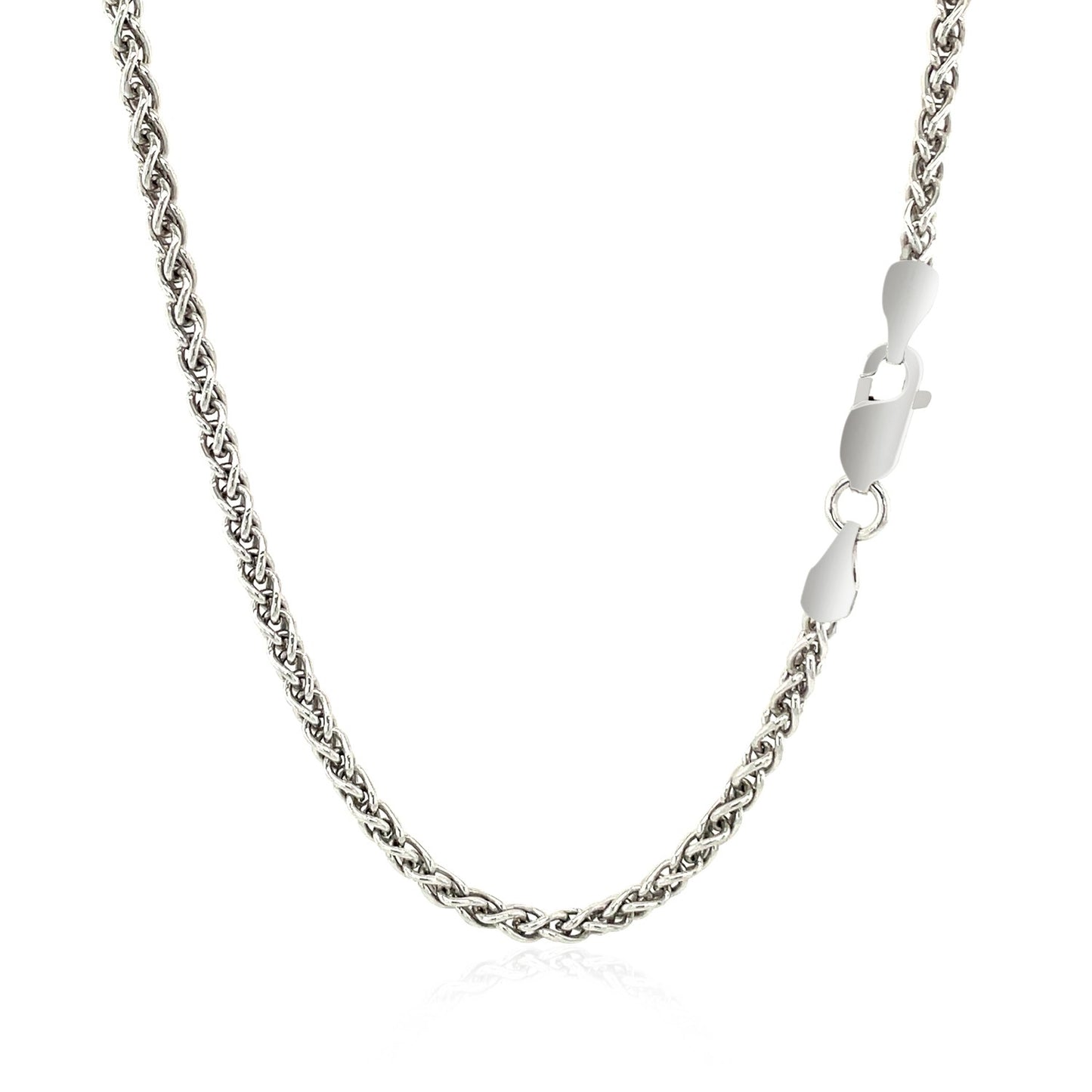 Sterling Silver Rhodium Plated Wheat Chain 2.6mm
