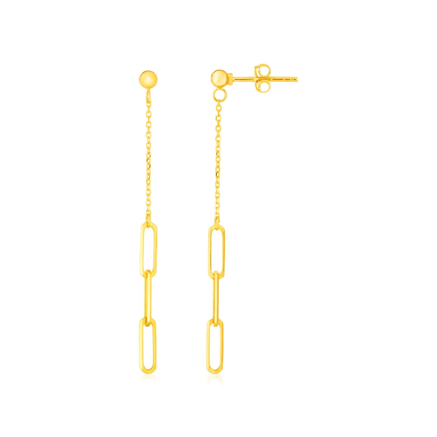 14K Yellow Gold Paperclip Chain and Fine Link Earrings
