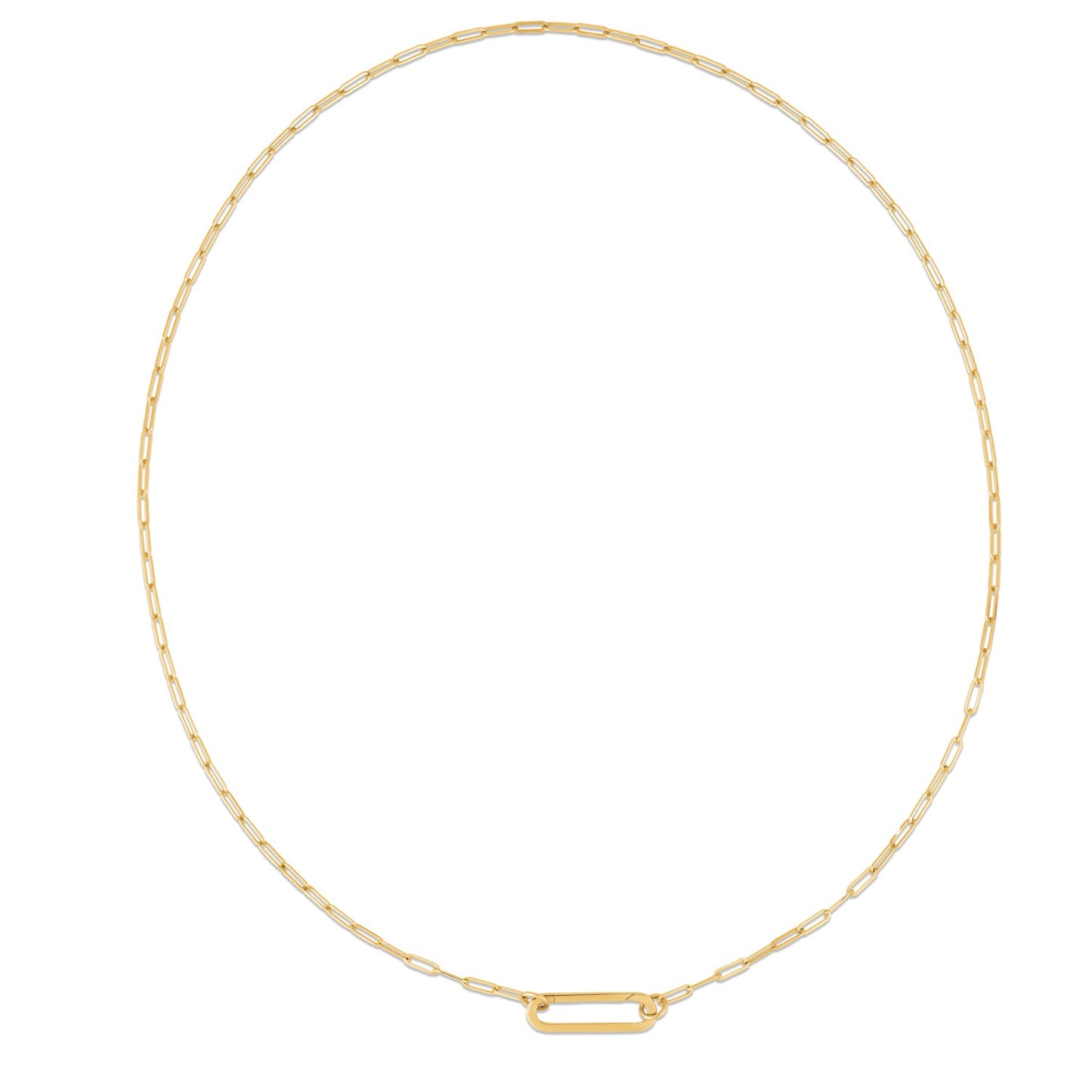 14k Yellow Gold Elongated Link Paperclip Necklace