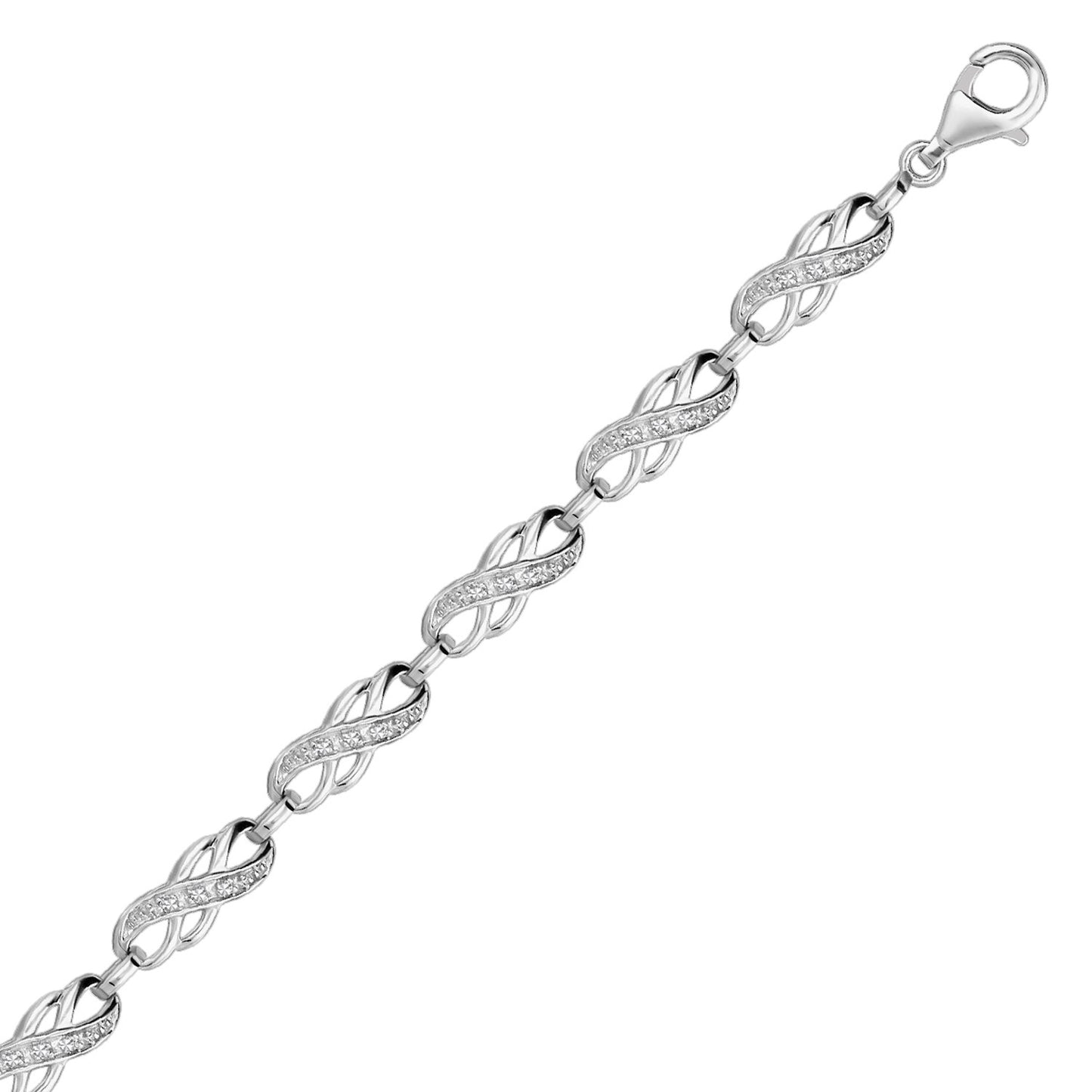 Sterling Silver Infinity Design Diamond Accented Bracelet (.09 cttw)