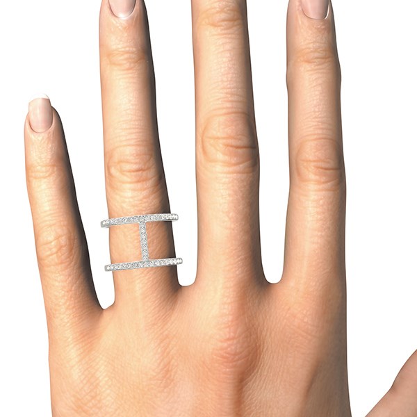14k White Gold Dual Band Bridge Style Diamond Ring (3/8 cttw)