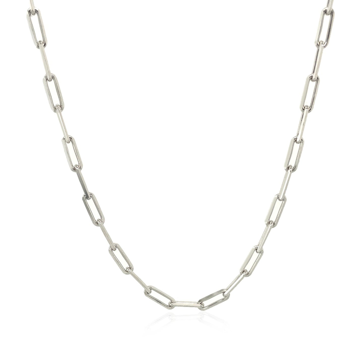 Sterling Silver Rhodium Plated Paperclip Chain (2.5 mm)