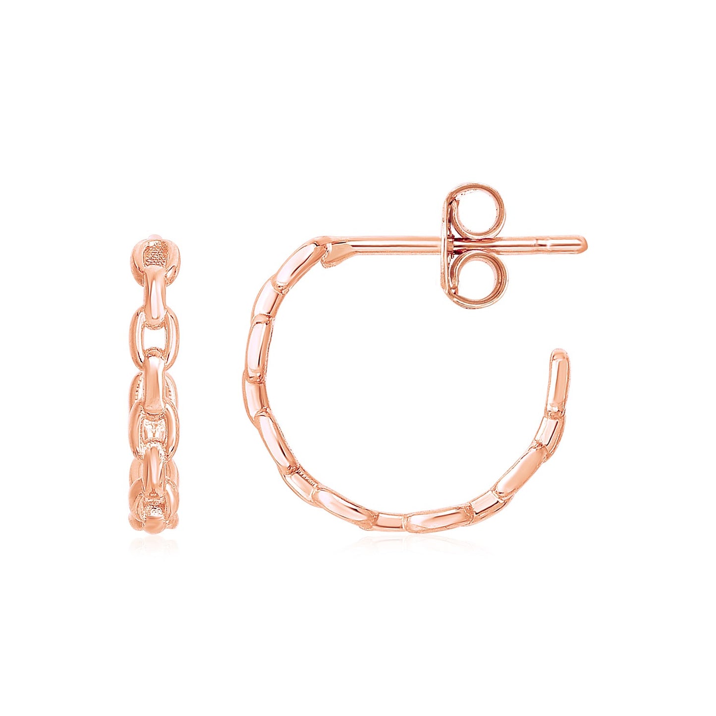 14k Rose Gold Delicate Chain Hoop Earrings