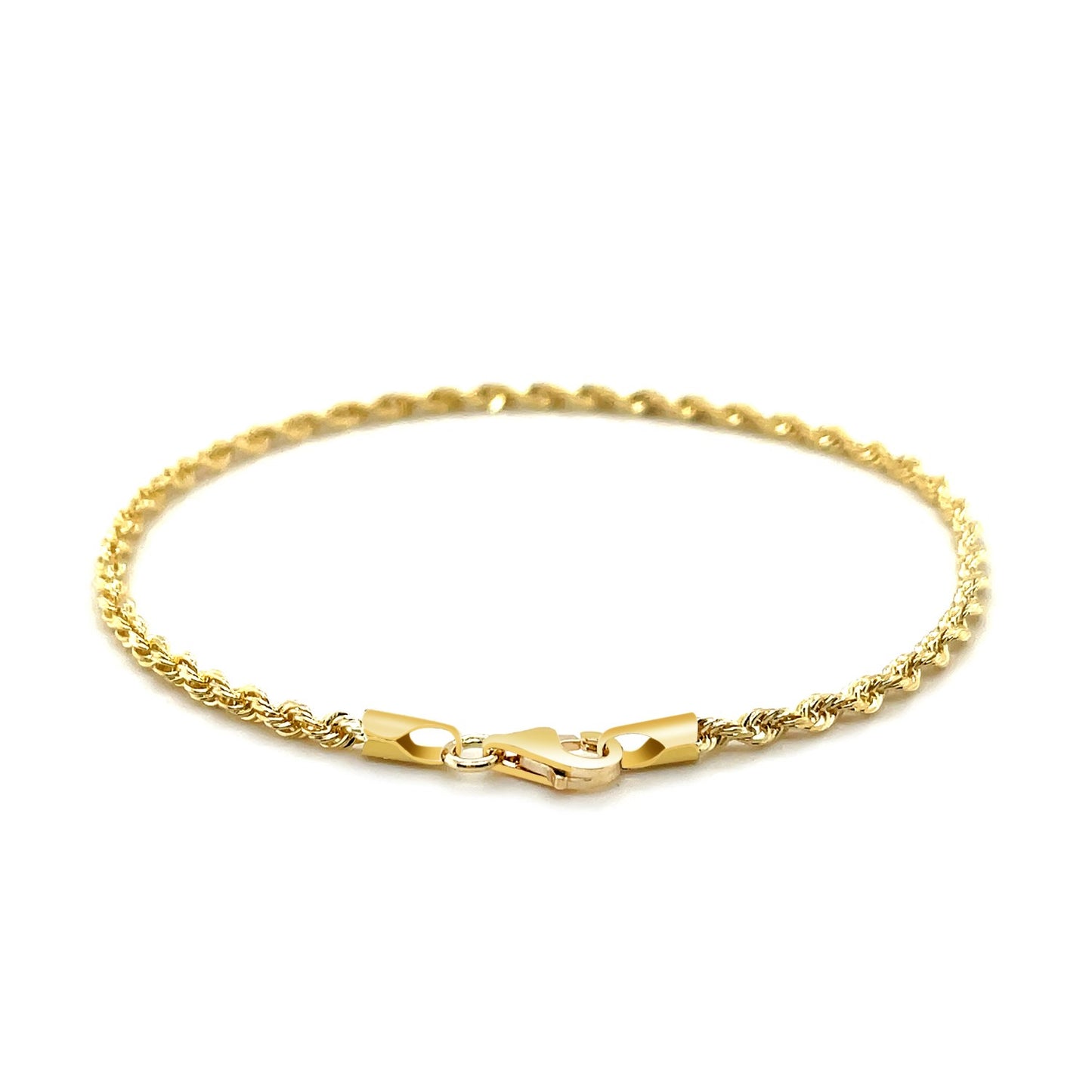 2.5mm 10k Yellow Gold Solid Diamond Cut Rope Bracelet