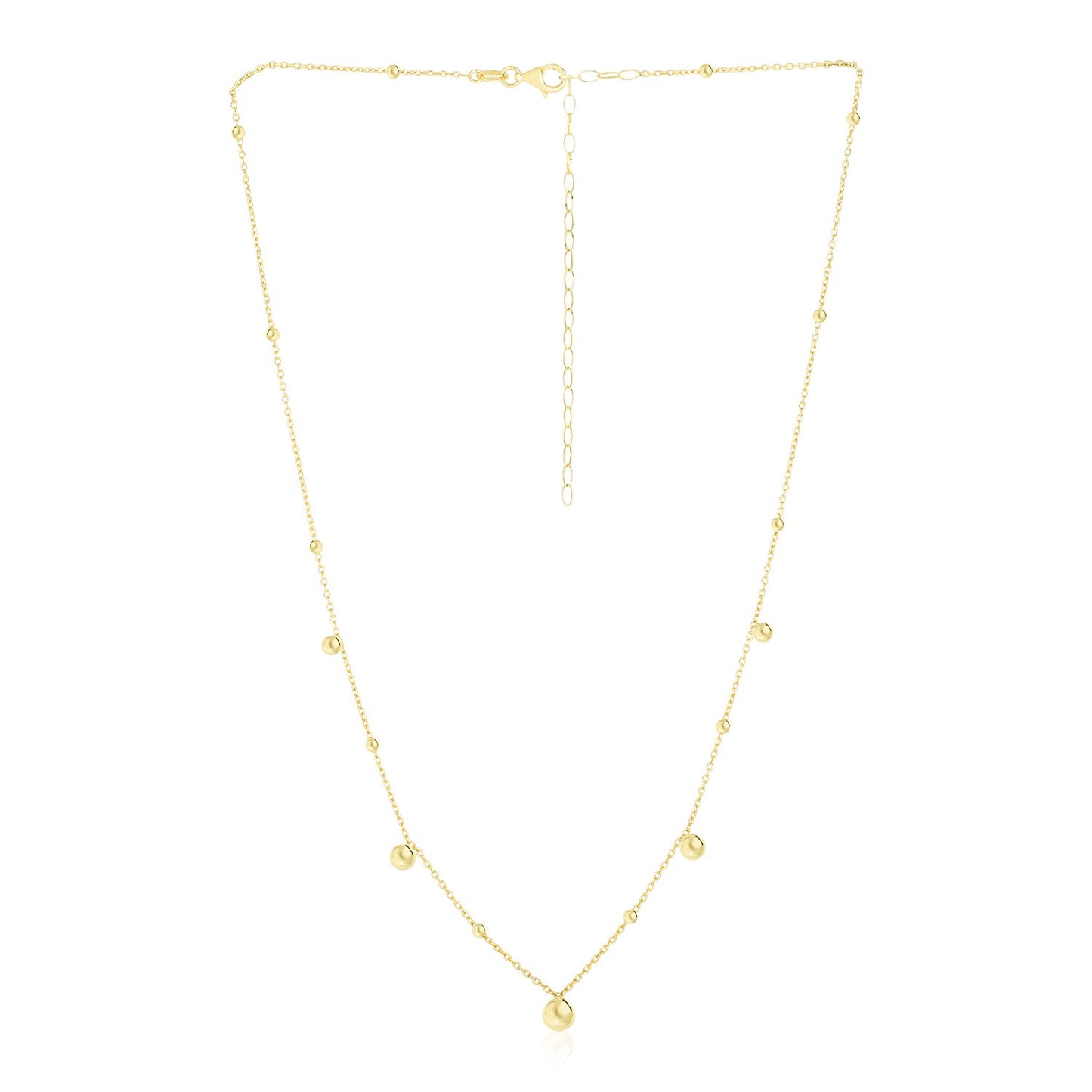 14k Yellow Gold High Polish Beaded Stations Necklace